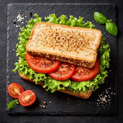 Sandwich with lettuce and tomato