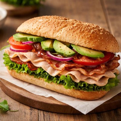 Sandwich with meat and vegetables