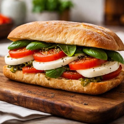Sandwich with mozzarella and tomato