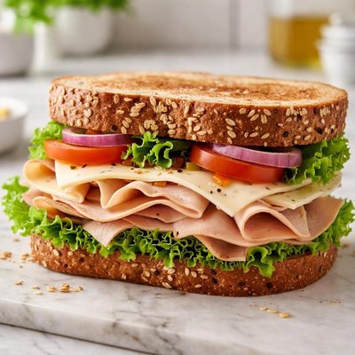 Sandwich with pepper jack and meat