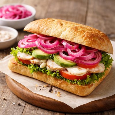 Sandwich with pickled onions
