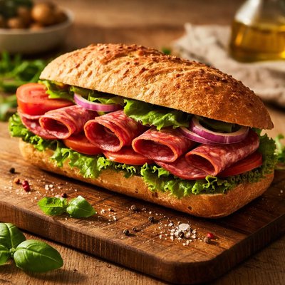 Sandwich with salami