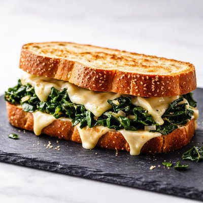 Sandwich with spinach and cheese