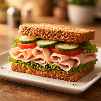 Sandwich with turkey and cucumber