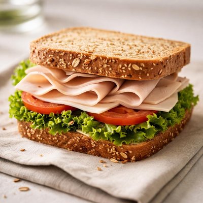 Sandwich with turkey and lettuce