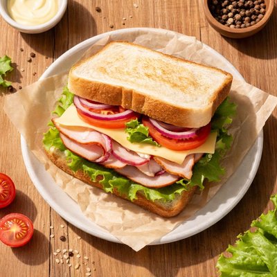 Sandwich with white bread