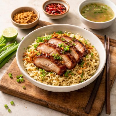 Sarawak kolo mee with char siu
