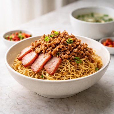 Sarawak kolo mee with minced meat