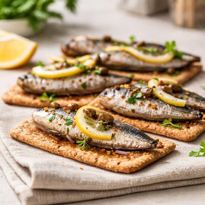 Sardines on crackers
