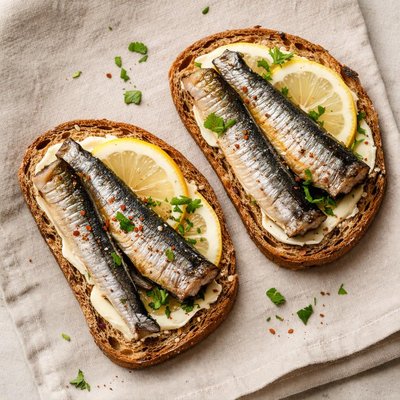 Sardines on whole grain bread
