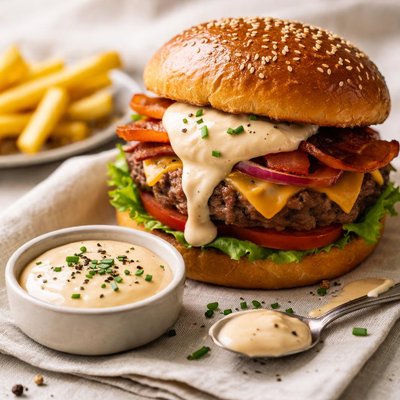 Salsa con hamburguesa
