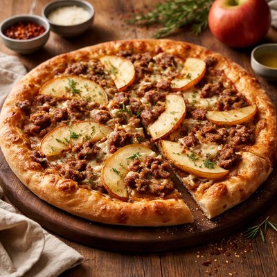 Sausage and apple pizza