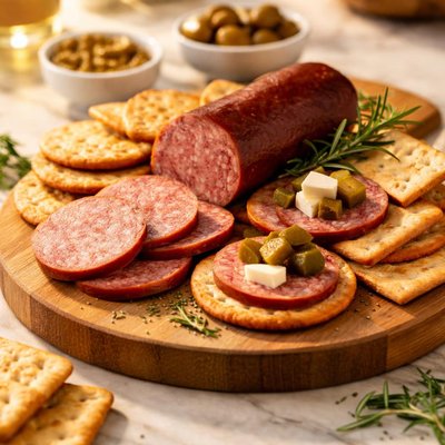 Sausage and crackers
