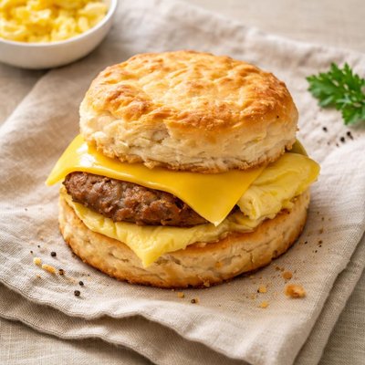 Sausage and egg cheese biscuit