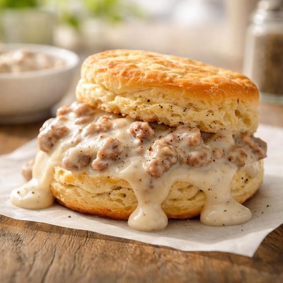 Sausage and gravy buscuit