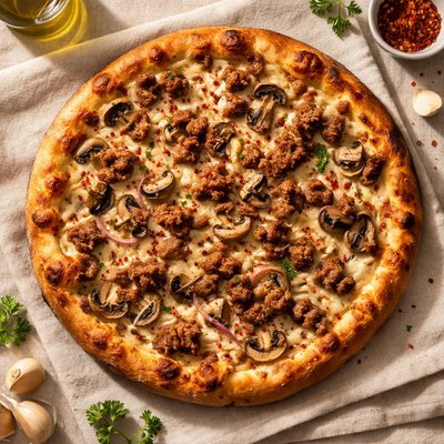Sausage and mushroom pizza