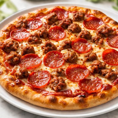Sausage and pepperoni pizza