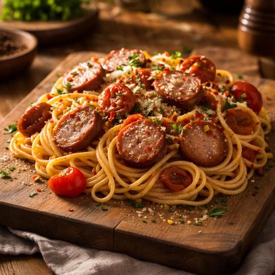 Sausage and spaghetti