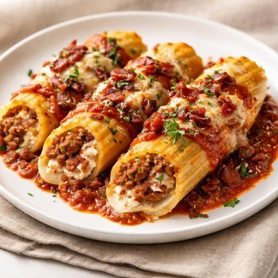 香肠培根马尼科蒂意面卷