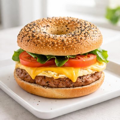 Sausage bagel sandwich