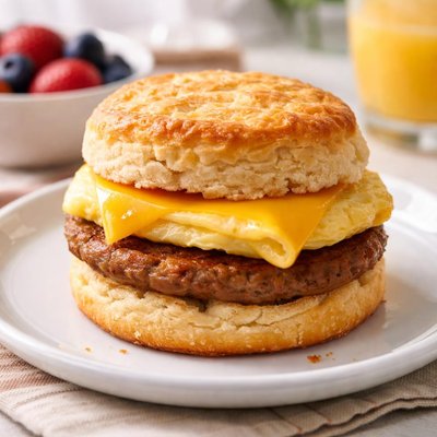 Sausage egg and cheese biscuit