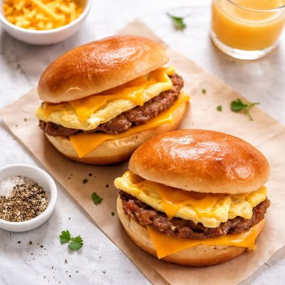 Sausage egg and cheese brioche