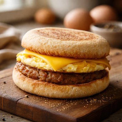 Sausage egg and cheese english muffin