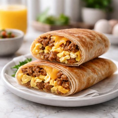 Sausage egg and cheese roti wrap
