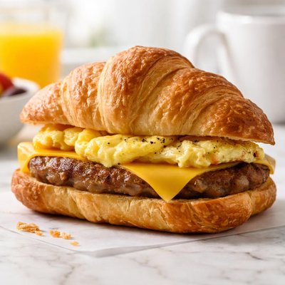 Sausage egg breakfast croissant