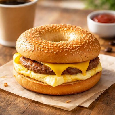 Sausage egg cheese bagel tim hortons