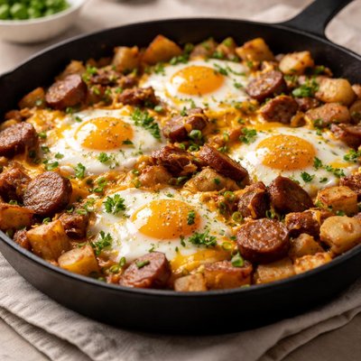 Sausage egg cheese potato skillet