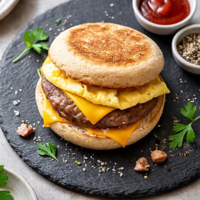 Sausage egg cheese sandwicj
