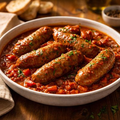 Sausage in sauce
