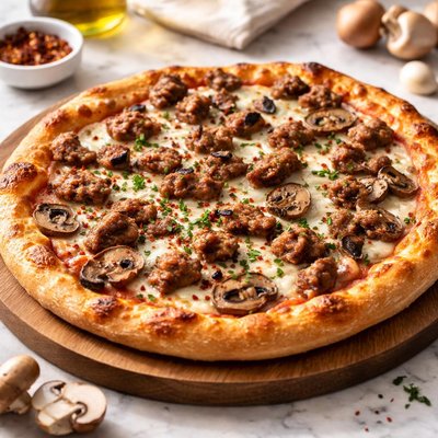 Sausage mushroom pizza