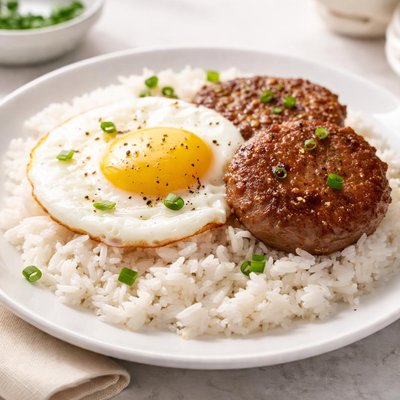 Sausage patty rice and egg