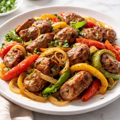 Sausage pepper onions