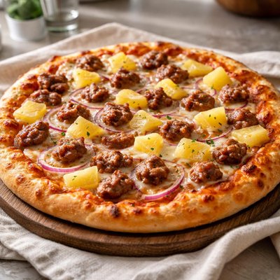 Sausage pineapple pizza