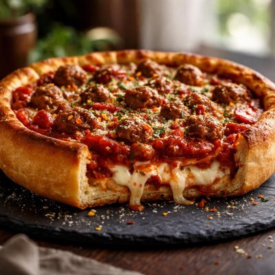 Sausage pizza deep dish
