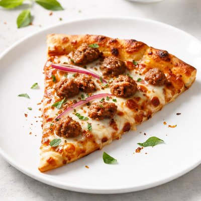 Sausage pizza slice