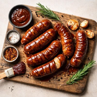 Sausage with barbecue sauce