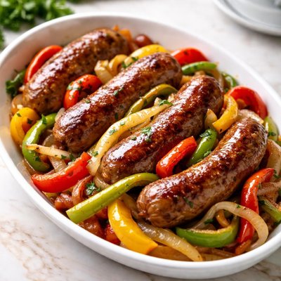 Sausage with onions and peppers