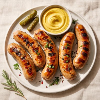 Sausages with mustard