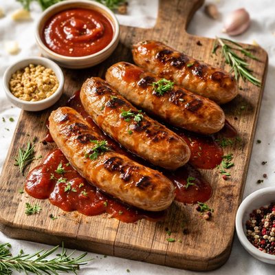 Sausages with sauce