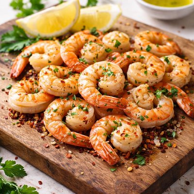 Sauted shrimp in olive oil