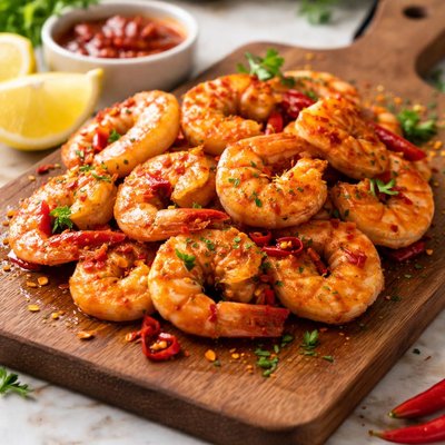 Sauteed chili shrimps