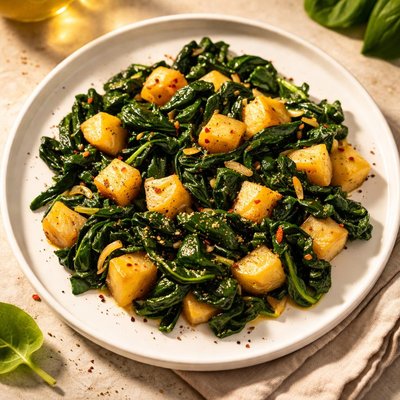 Sauteed spinach with potatoes