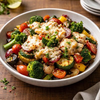 Sauteed vegetables with cheese
