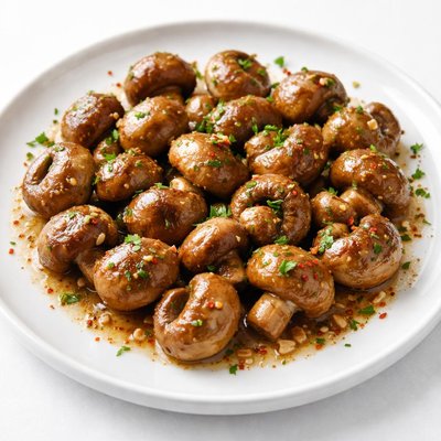 Sauteed whole button mushrooms