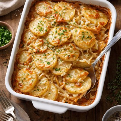 Scallop potatoes with onions