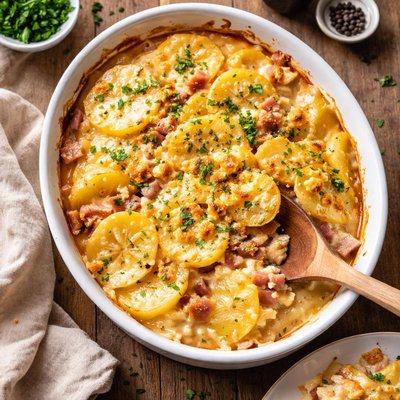 Scalloped potatoes with ham